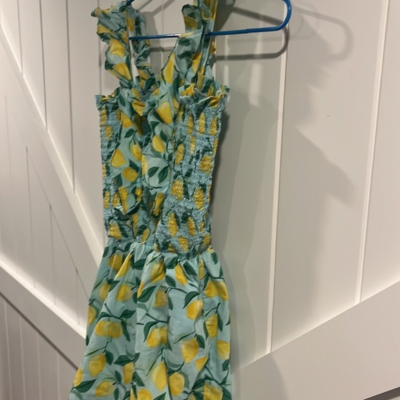 Janie and Jack Lemon 🍋 Printed Cotton Smocked Romper. Girls size 12. EUC!! - Picture 4 of 5